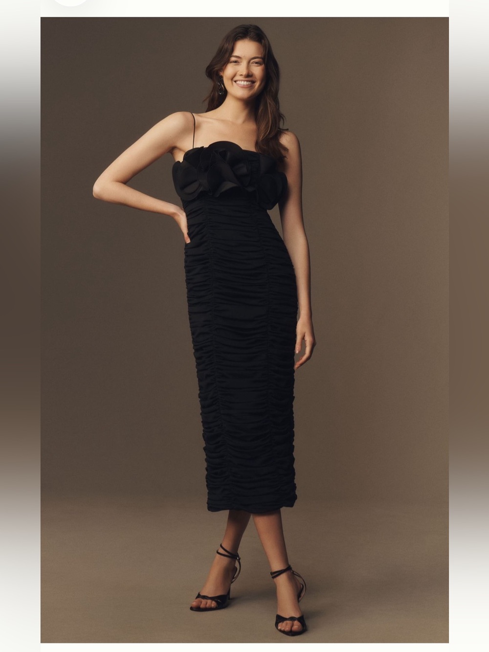 Acler Wordsworth Rosette Gathered Midi Dress- size 10
